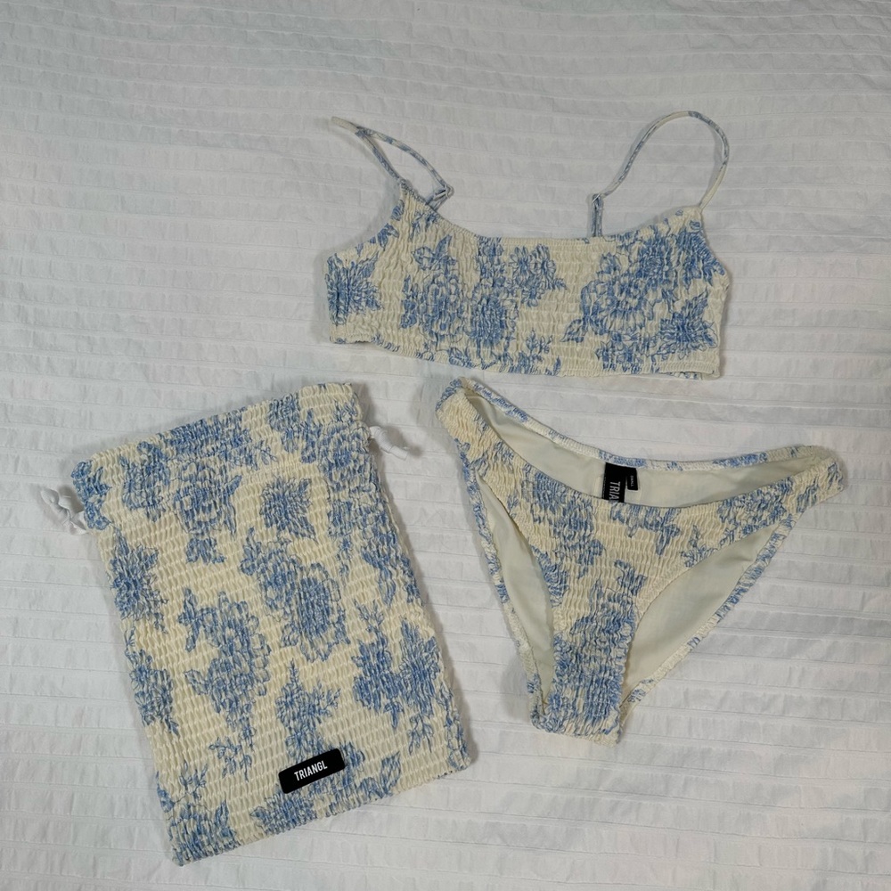 Triangl white and blue square top bikini set - Picture 2 of 2